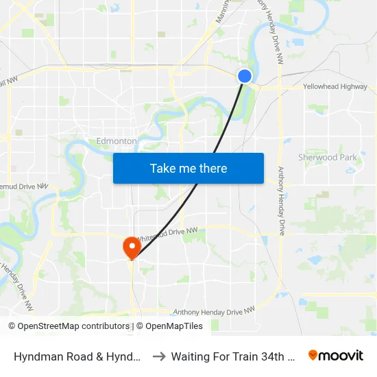 Hyndman Road & Hyndman Crescent to Waiting For Train 34th Gateway Blvd. map