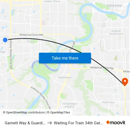 Garnett Way & Guardian Road to Waiting For Train 34th Gateway Blvd. map