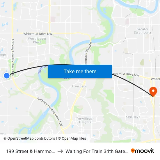 199 Street & Hammond Gate to Waiting For Train 34th Gateway Blvd. map