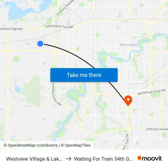 Westview Village & Lakeview Drive to Waiting For Train 34th Gateway Blvd. map