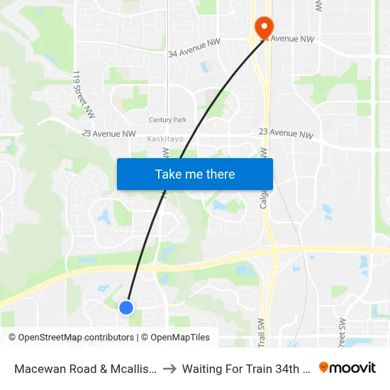 Macewan Road & Mcallister Loop W SW to Waiting For Train 34th Gateway Blvd. map
