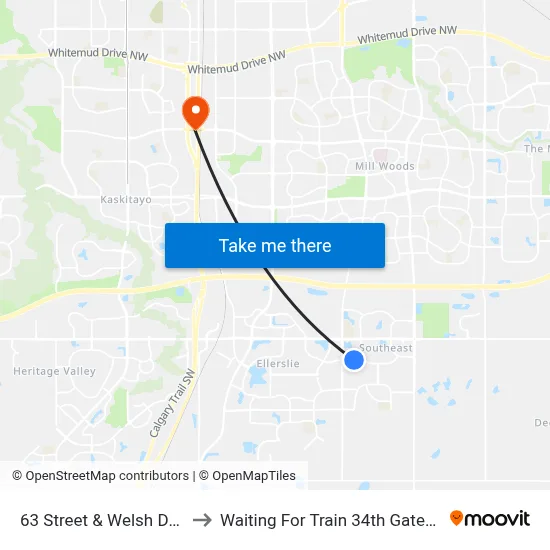 63 Street & Welsh Drive SW to Waiting For Train 34th Gateway Blvd. map