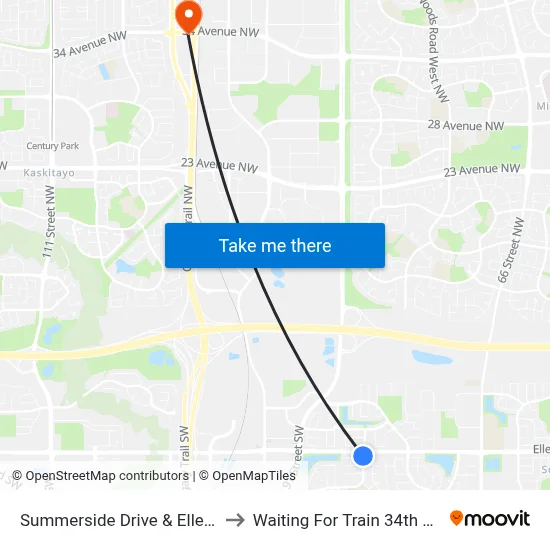 Summerside Drive & Ellerslie Road SW to Waiting For Train 34th Gateway Blvd. map