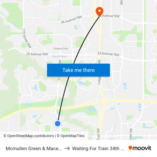 Mcmullen Green & Macewan Road SW to Waiting For Train 34th Gateway Blvd. map