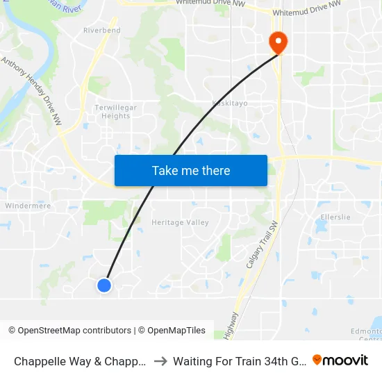 Chappelle Way & Chappelle Road SW to Waiting For Train 34th Gateway Blvd. map