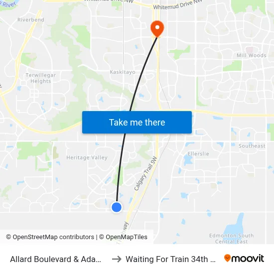 Allard Boulevard & Adamson Drive SW to Waiting For Train 34th Gateway Blvd. map