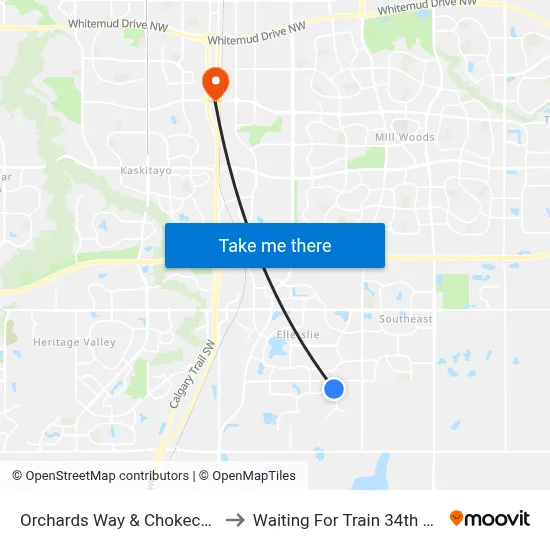 Orchards Way & Chokecherry Lane SW to Waiting For Train 34th Gateway Blvd. map