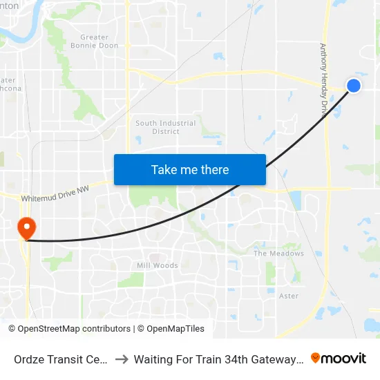 Ordze Transit Centre to Waiting For Train 34th Gateway Blvd. map