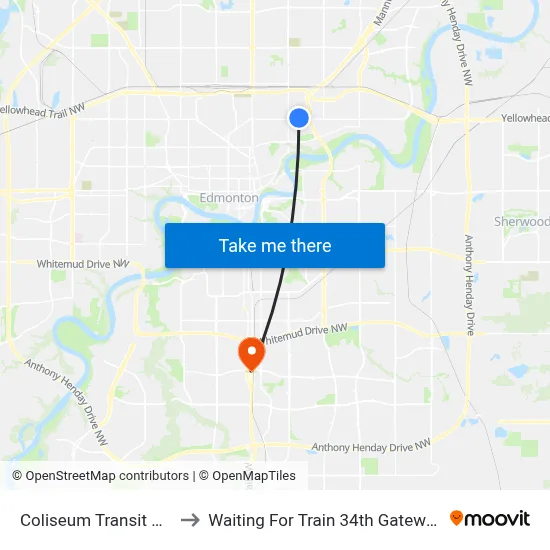 Coliseum Transit Centre to Waiting For Train 34th Gateway Blvd. map