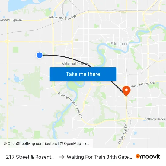 217 Street & Rosenthal Link to Waiting For Train 34th Gateway Blvd. map