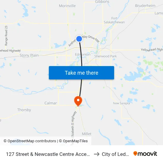 127 Street & Newcastle Centre Access to City of Leduc map