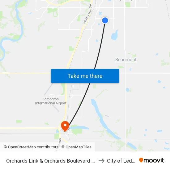 Orchards Link & Orchards Boulevard SW to City of Leduc map