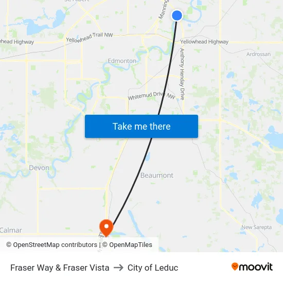 Fraser Way & Fraser Vista to City of Leduc map