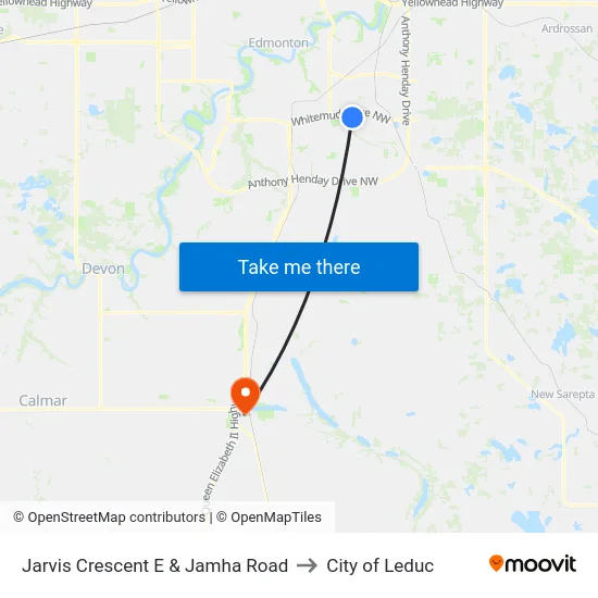 Jarvis Crescent E & Jamha Road to City of Leduc map