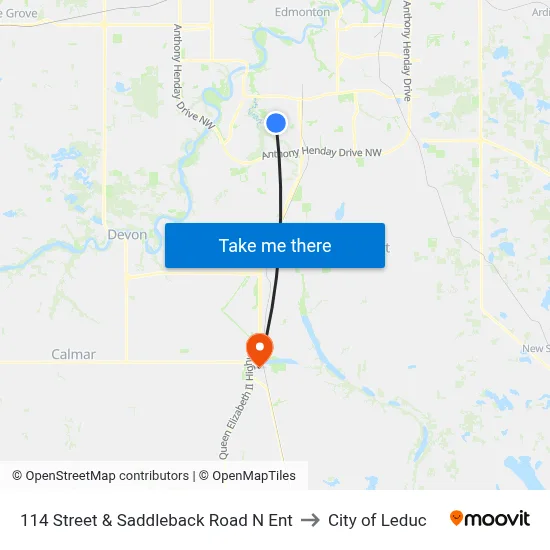 114 Street & Saddleback Road N Ent to City of Leduc map