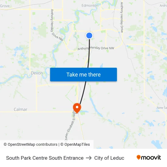 South Park Centre South Entrance to City of Leduc map