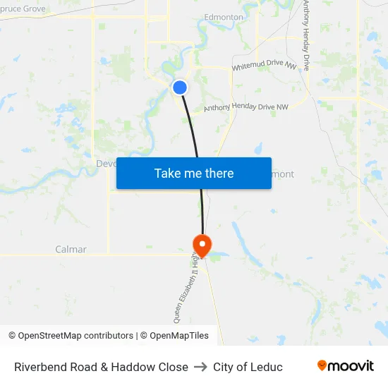 Riverbend Road & Haddow Close to City of Leduc map