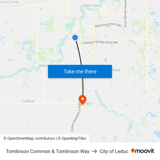 Tomlinson Common & Tomlinson Way to City of Leduc map