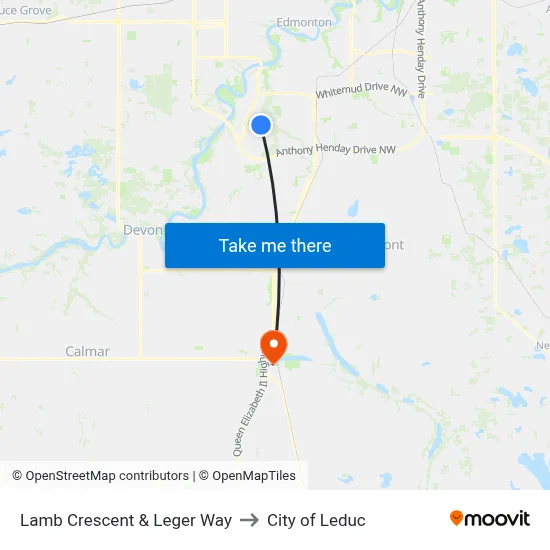 Lamb Crescent & Leger Way to City of Leduc map