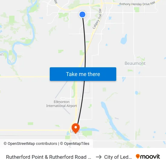 Rutherford Point & Rutherford Road SW to City of Leduc map