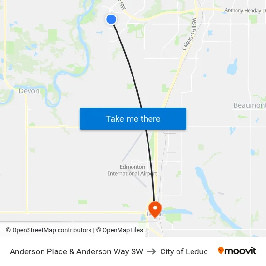 Anderson Place & Anderson Way SW to City of Leduc map
