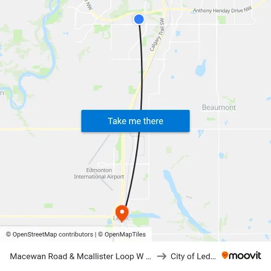 Macewan Road & Mcallister Loop W SW to City of Leduc map