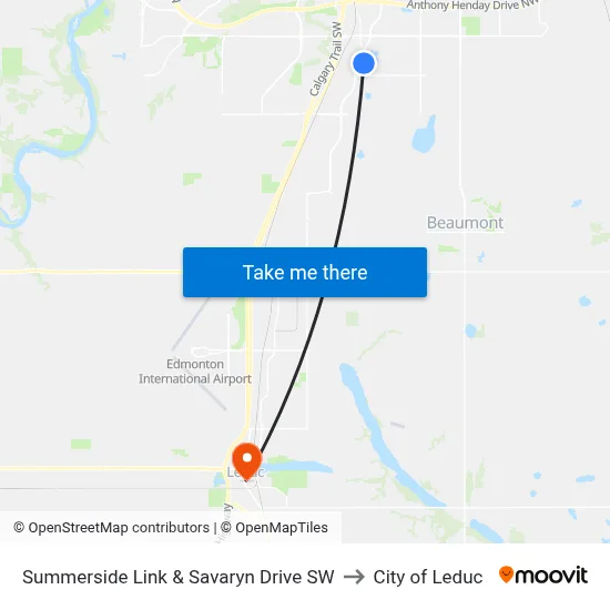 Summerside Link & Savaryn Drive SW to City of Leduc map