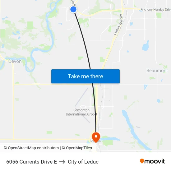 6056 Currents Drive E to City of Leduc map