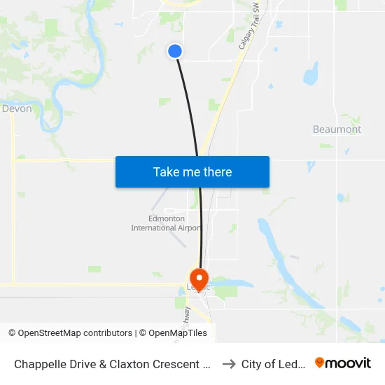 Chappelle Drive & Claxton Crescent SW to City of Leduc map