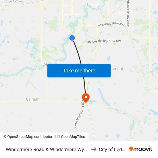 Windermere Road & Windermere Wynd to City of Leduc map