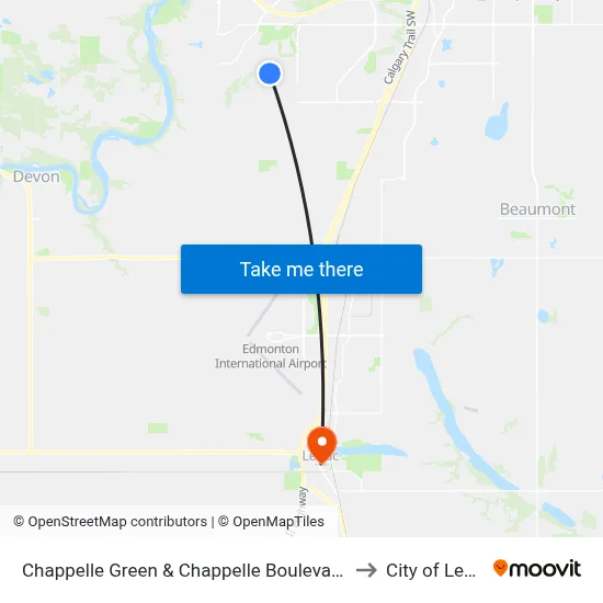 Chappelle Green & Chappelle Boulevard SW to City of Leduc map