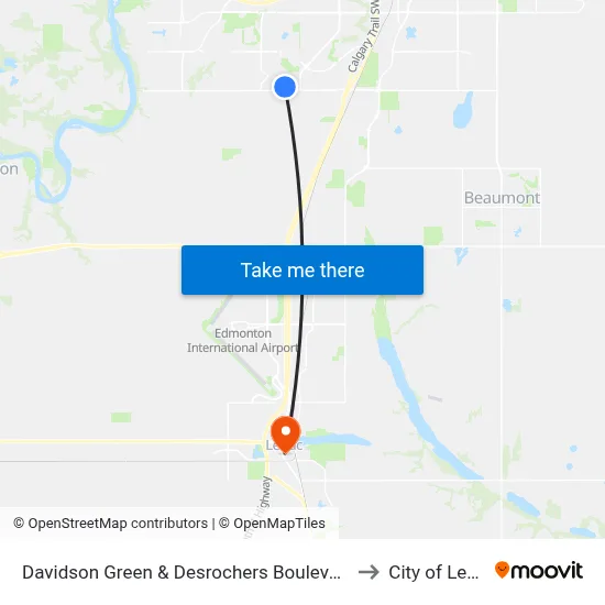 Davidson Green & Desrochers Boulevard SW to City of Leduc map