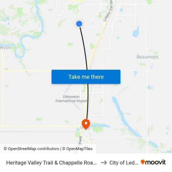 Heritage Valley Trail & Chappelle Road SW to City of Leduc map