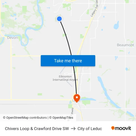 Chivers Loop & Crawford Drive SW to City of Leduc map