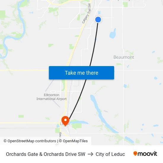 Orchards Gate & Orchards Drive SW to City of Leduc map