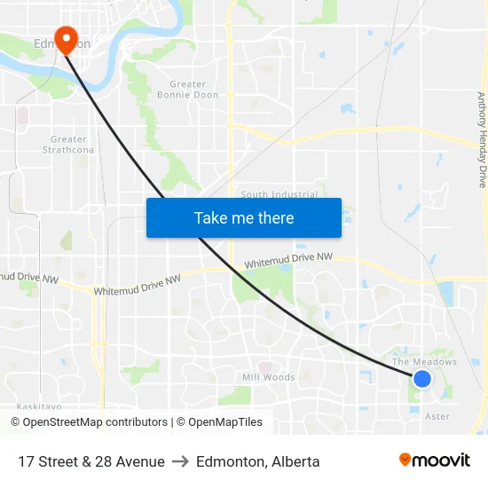 17 Street & 28 Avenue to Edmonton, Alberta map