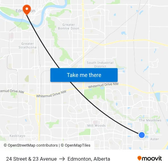 24 Street & 23 Avenue to Edmonton, Alberta map