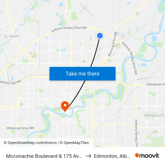 Mcconachie Boulevard & 175 Avenue to Edmonton, Alberta map