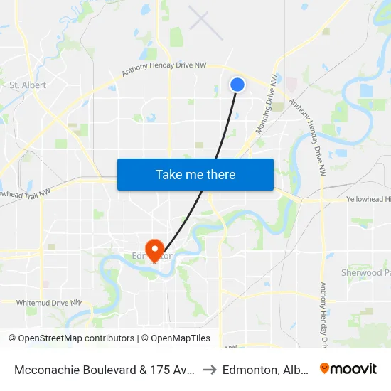 Mcconachie Boulevard & 175 Avenue to Edmonton, Alberta map