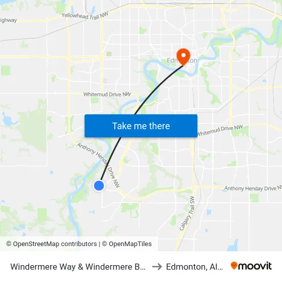 Windermere Way & Windermere Boulevard to Edmonton, Alberta map