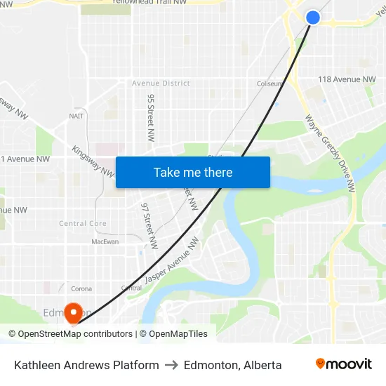 Kathleen Andrews Platform to Edmonton, Alberta map