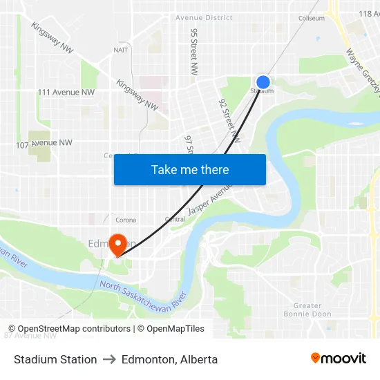 Stadium Station to Edmonton, Alberta map