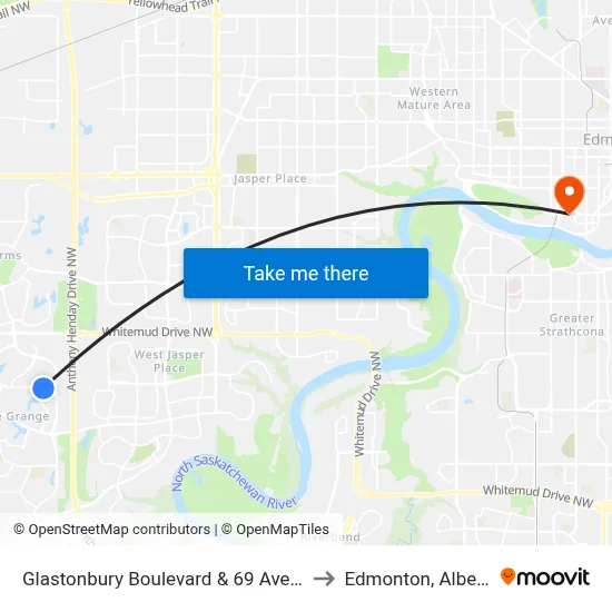 Glastonbury Boulevard & 69 Avenue to Edmonton, Alberta map