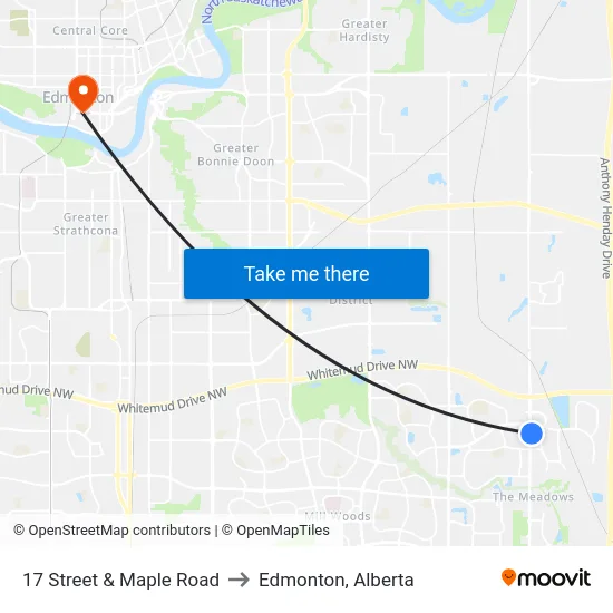 17 Street & Maple Road to Edmonton, Alberta map