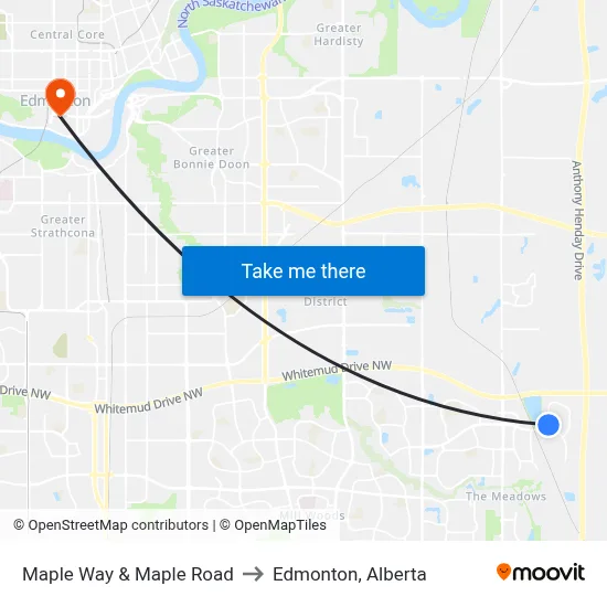 Maple Way & Maple Road to Edmonton, Alberta map