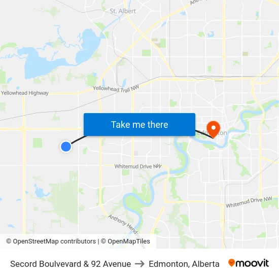 Secord Boulvevard & 92 Avenue to Edmonton, Alberta map