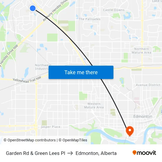 Garden Rd & Green Lees Pl to Edmonton, Alberta map