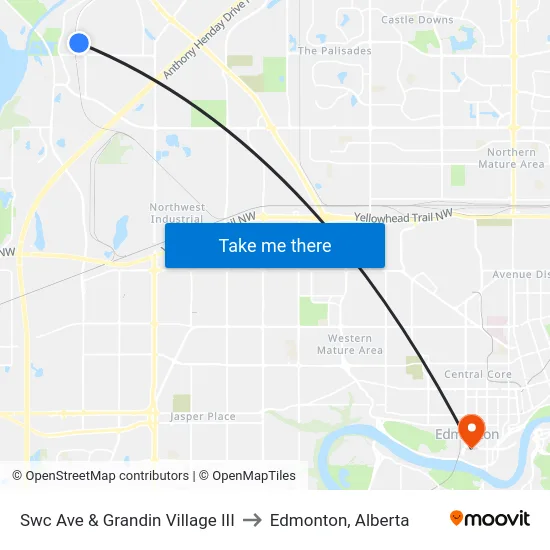 Swc Ave & Grandin Village III to Edmonton, Alberta map
