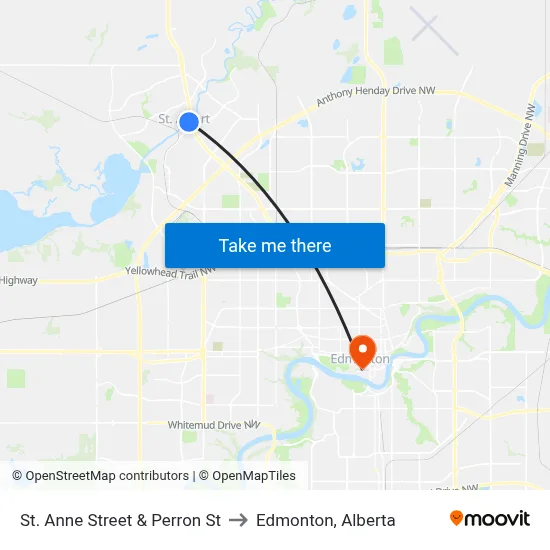 St. Anne Street & Perron St to Edmonton, Alberta map