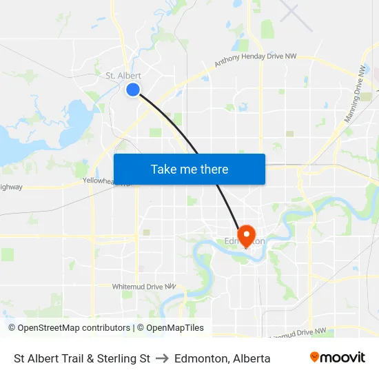 St Albert Trail & Sterling St to Edmonton, Alberta map